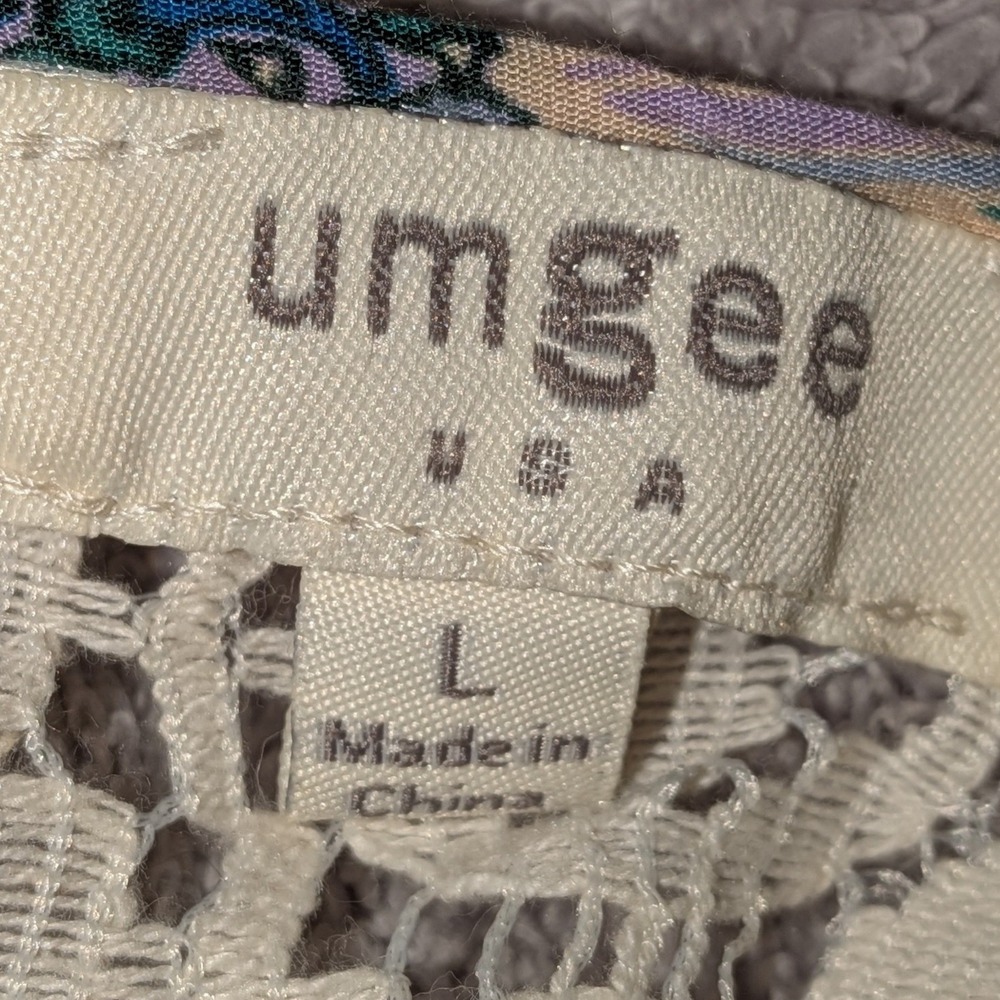 Umgee Womens Boho Patchwork Paisley Floral Tunic Top Crochet Lace Cream‎ Teal L - Picture 2 of 7
